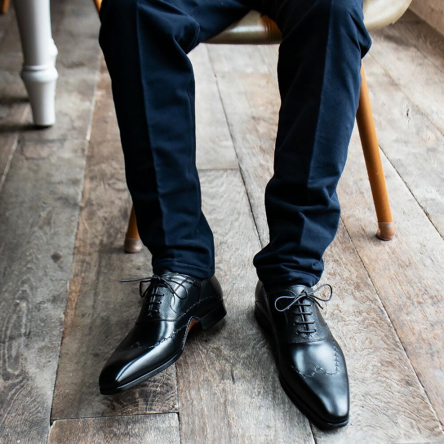 【並行輸入品】マグナーニ MAGNANNI ドレスシューズ メンズ ビジネスシューズ ダブルオパンカ ステッチウイングチップ ブラック ブラウン 25470の画像