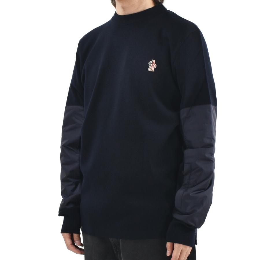 【並行輸入品】モンクレール ウールセーター メンズ ニット クルーネック ロゴ ネイビー 紺 GIROCOLLO TRICOT MONCLER【送料無料】の画像