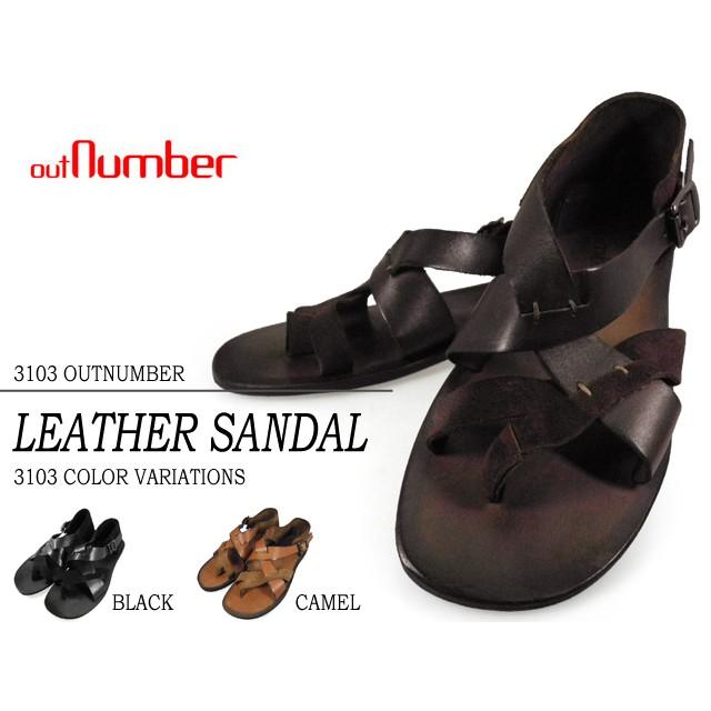 アウトナンバー 3102 LEATHER SANDAL DARKBROWN BLACK CAMEL レザー サンダル ダークブラウン ブラック キャメル｜cloudshoe