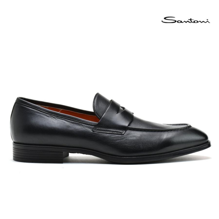 サントーニ ローファー 革靴 ドレス ビジネス シューズ レザーモカシン ブラック 黒 メンズ Santoni :santoni