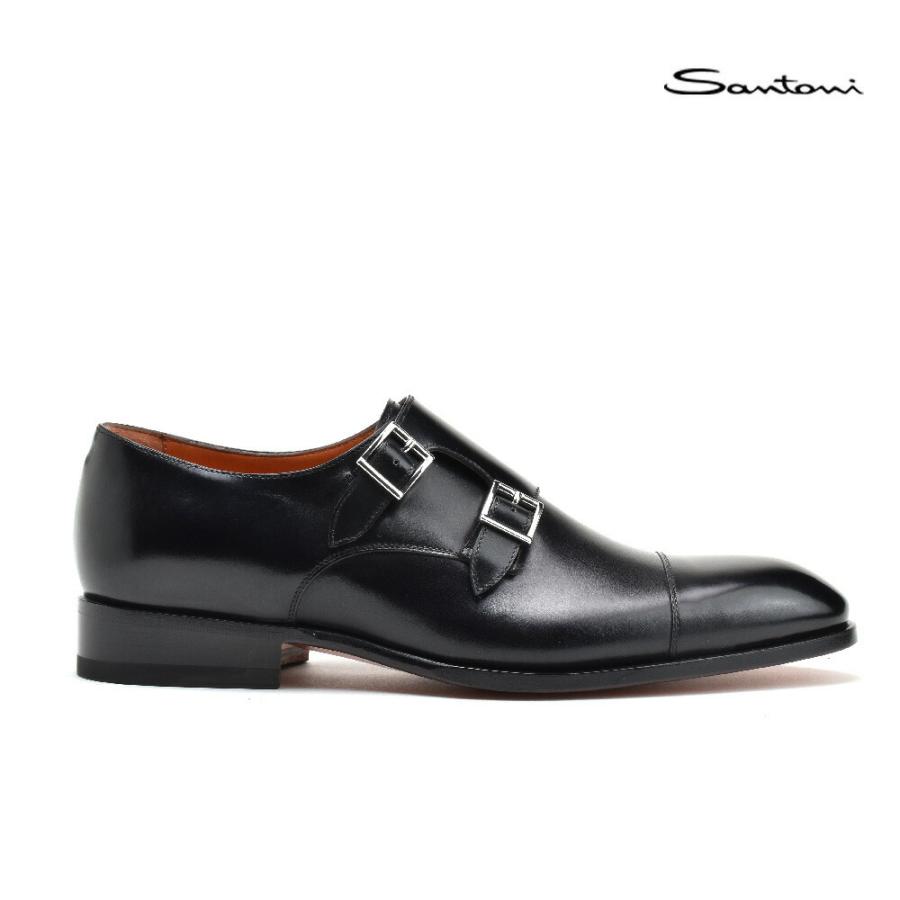 サントーニ 革靴 ビジネスシューズ メンズ ドレス 紳士靴 モンクストラップ ブラック 黒 Santoni :santoni