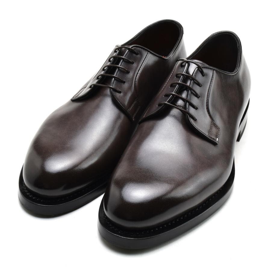 【SALE】【並行輸入品】サントーニ ビジネス ドレス シューズ プレーントゥ 革靴 ダークブラウン 茶 メンズ Santoniの画像