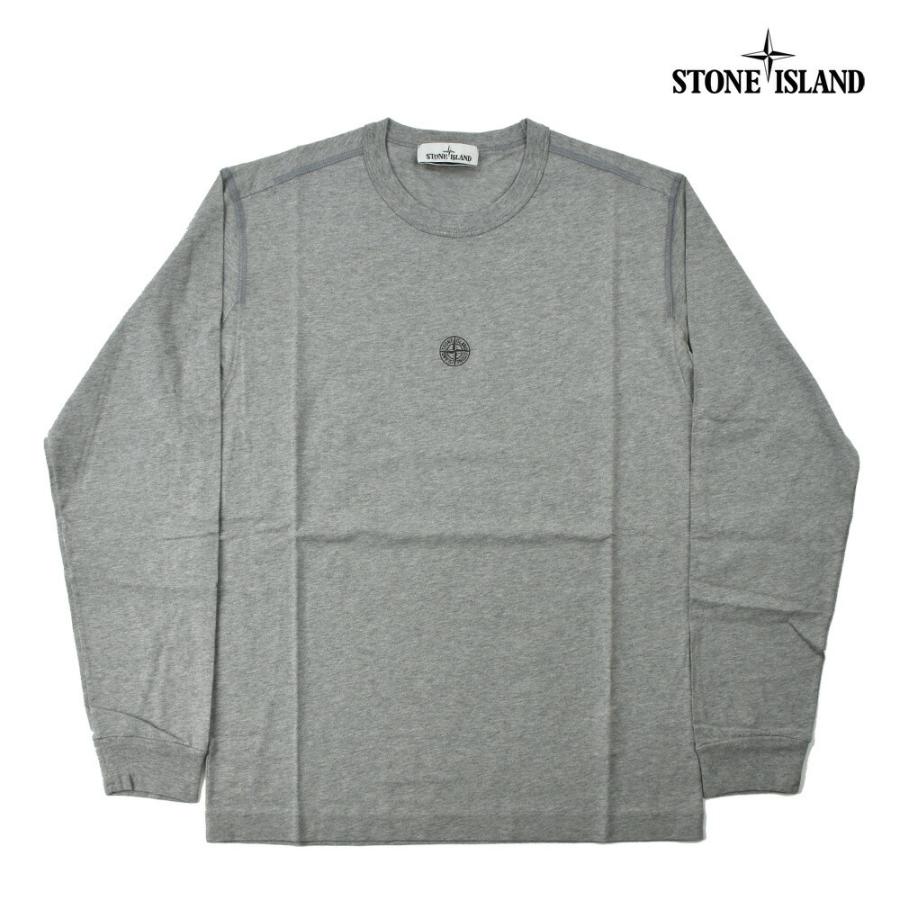 ストーンアイランド ロンT カットソー クルーネック 長袖 ロゴT グレー 23484/V0M64 メンズ STONE ISLAND｜cloudshoe