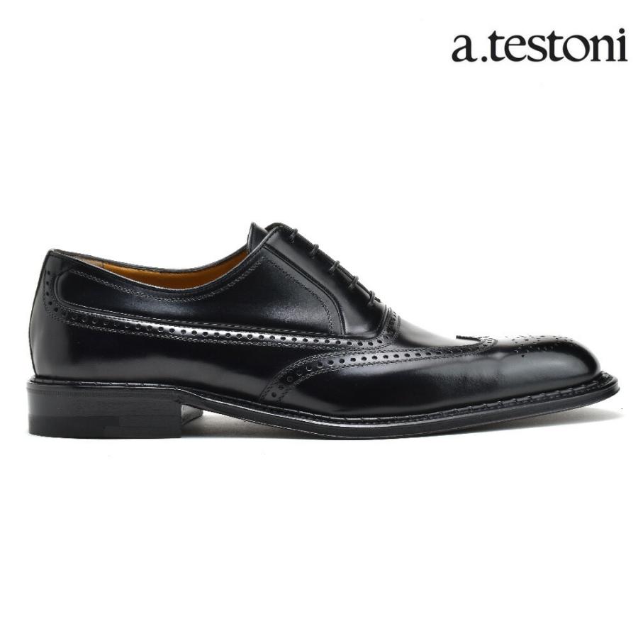 ア テストーニ ビジネス ドレス 革靴 紳士靴 ウィングチップ ブラック 黒 メンズ a.testoni OXFORD VITELLO DE LUXE｜cloudshoe