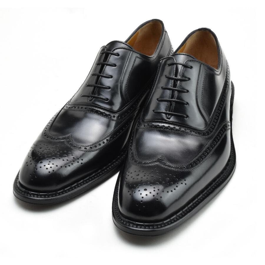 ア テストーニ ビジネス ドレス 革靴 紳士靴 ウィングチップ ブラック 黒 メンズ a.testoni OXFORD VITELLO DE LUXE｜cloudshoe｜02