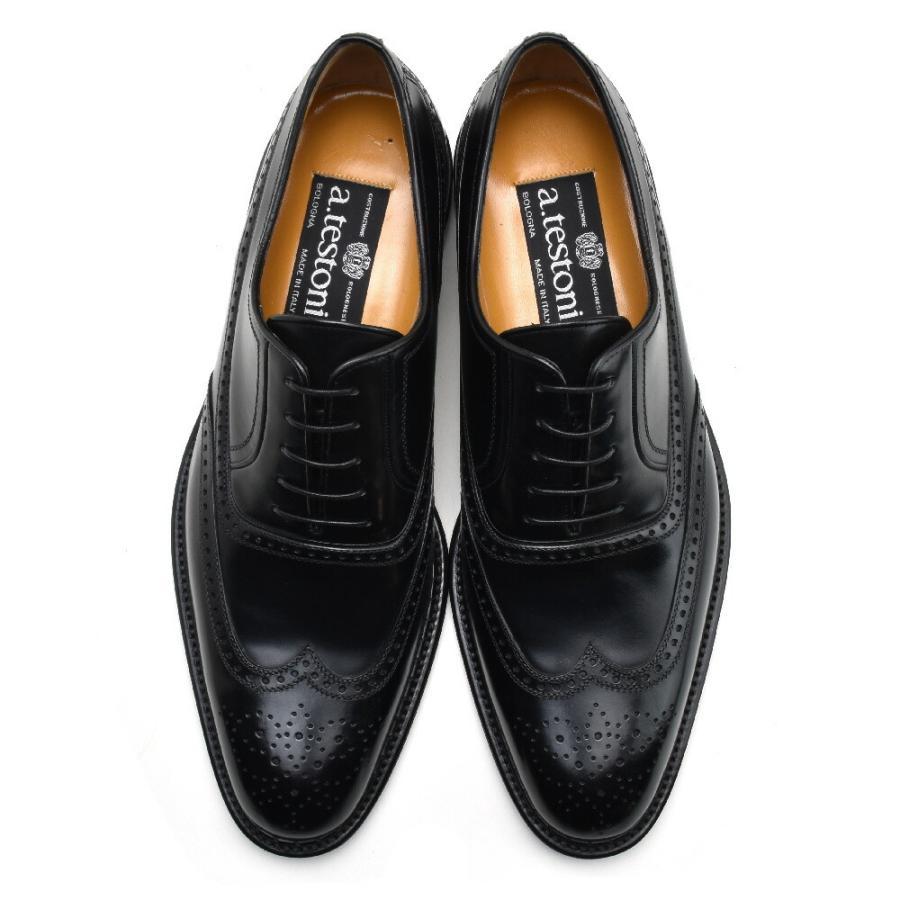 ア テストーニ ビジネス ドレス 革靴 紳士靴 ウィングチップ ブラック 黒 メンズ a.testoni OXFORD VITELLO DE LUXE｜cloudshoe｜05