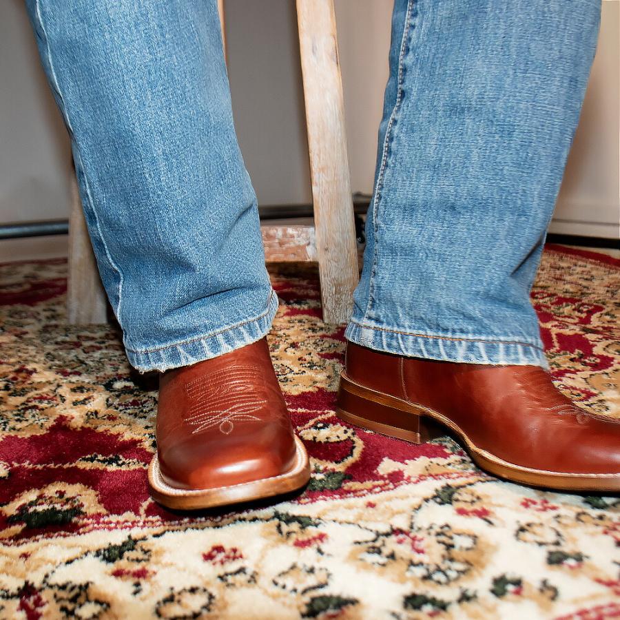 【SALE】【並行輸入品】トニーラマ TONY LAMA ウエスタンブーツ メンズ ロングブーツ 13 インチ Dワイズ ブラウン スクエアトゥ CAMARILLO COGNAC GOATの画像