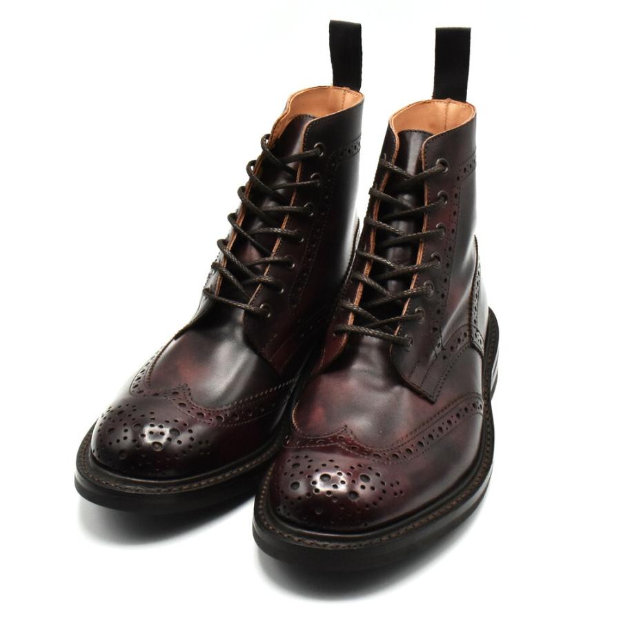【並行輸入品】トリッカーズ TRICKER'S カントリーブーツ M2508 モールトン メンズ ダイナイトソール ウィングチップ Burgundy Museum Brogue Bootsの画像