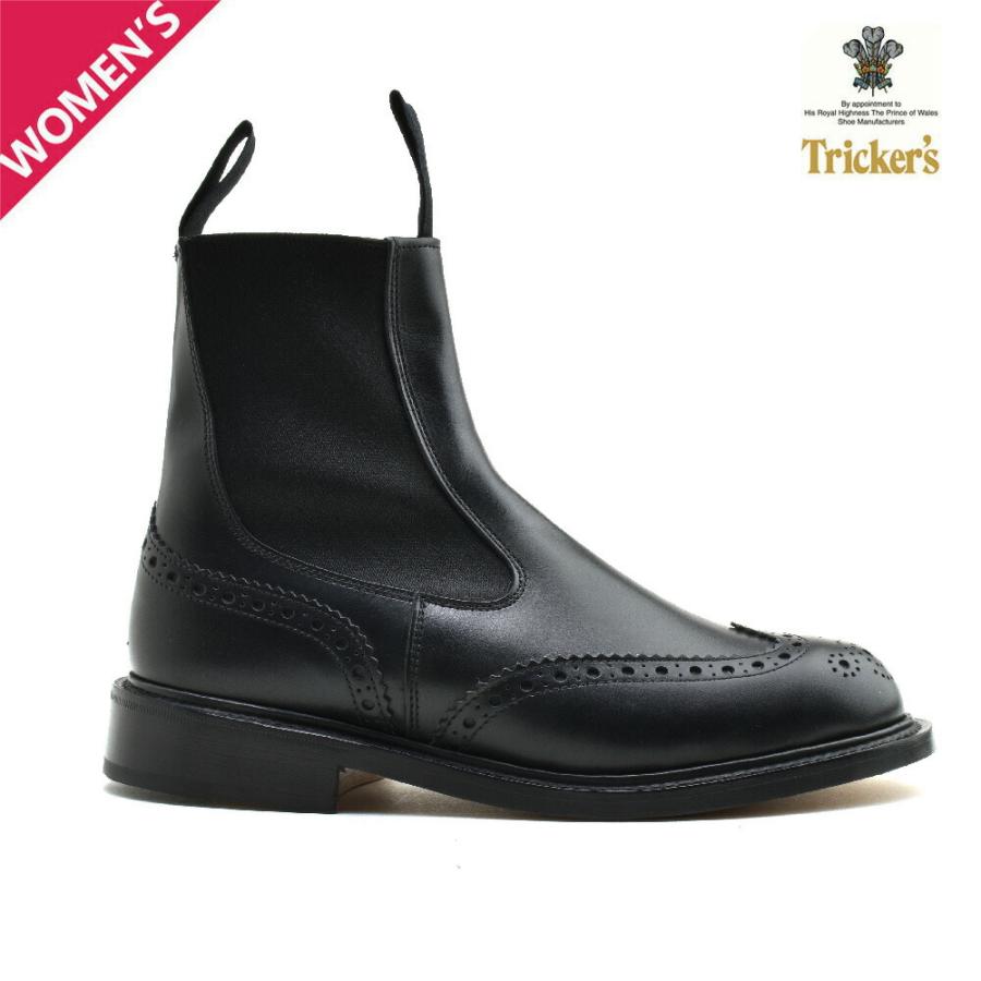 トリッカーズ ヘンリー チェルシーブーツ レディース サイドゴア ウイングチップ ブローグ ブラック 黒 TRICKER'S HENRY｜cloudshoe