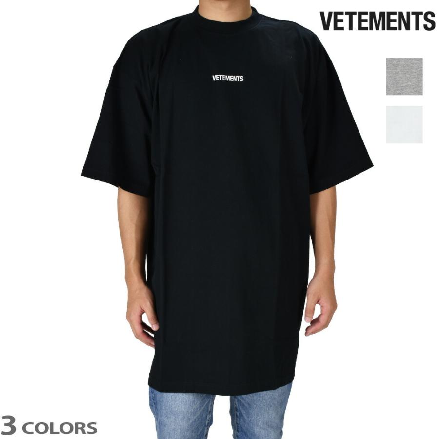 VETEMENTS/刺繍クルーネックTシャツ ヴェトモン Tシャツ カットソー クルーネック 半袖 ブラック