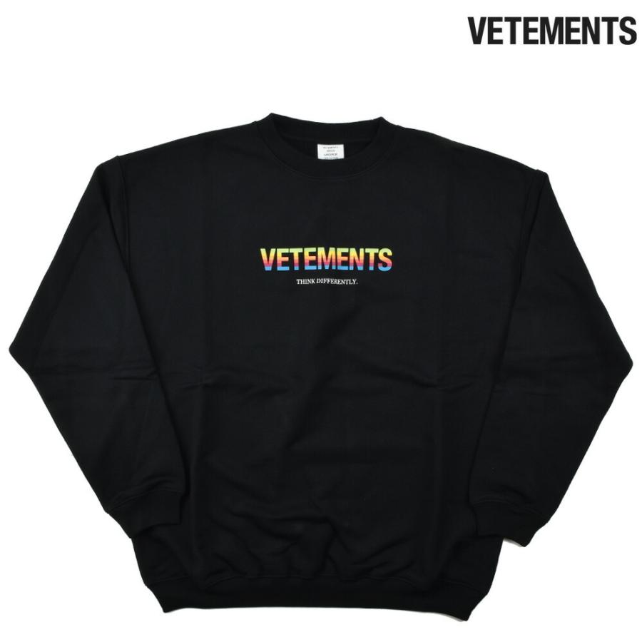 VETEMENTS ヴェトモン　トレーナー マルチカラーロゴプリント 黒 並行輸入品】ヴェトモン スウェット トレーナー マルチカラー