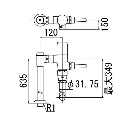 INAX/LIXIL【CF-T63H】寒冷地用(節水形) フラッシュバルブ 洗浄水量6-8Ｌ便器用 受注約4週〔IE〕_1