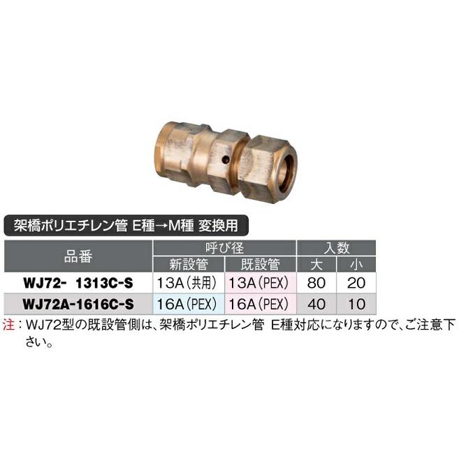 オンダ製作所【WJ72-1313C-S】リフォーム用継手 PEX・PB(既設管) 架橋 