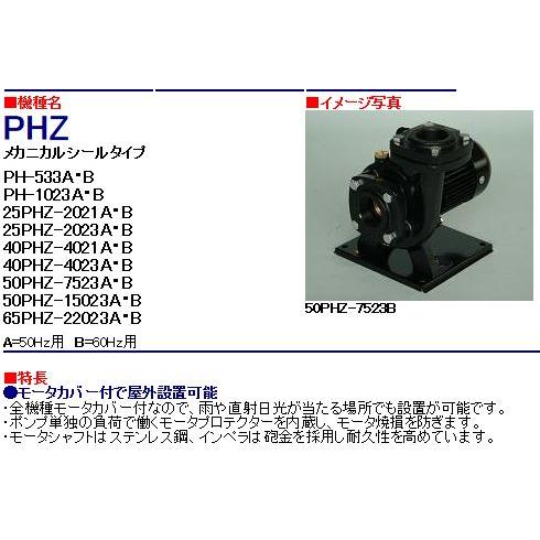 ●三相電機 ポンプ【40PHZ-4021A】50Hz 鋳鉄製 床置式循環ポンプ 単相100V〔FF〕_1