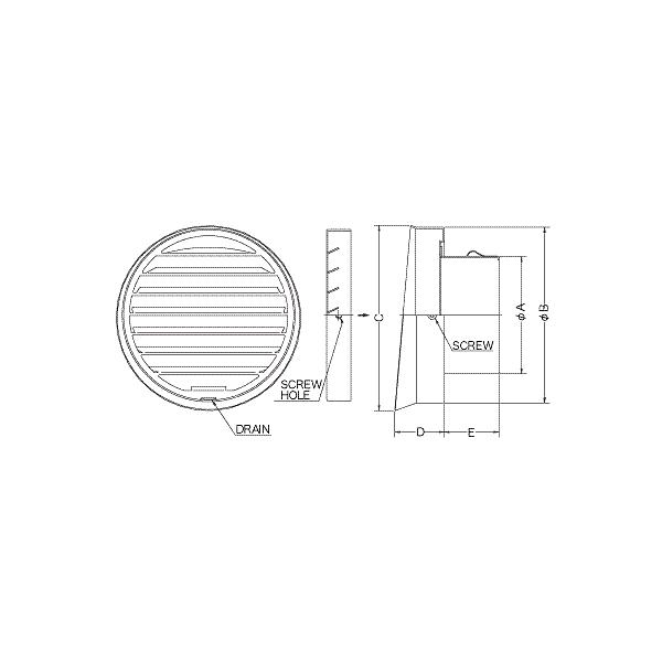 西邦工業【SV100TS】内向ガラリ型・水切り付・低圧損外壁用ステンレス製換気口・フラットグリル〔HF〕｜clover-9608｜02