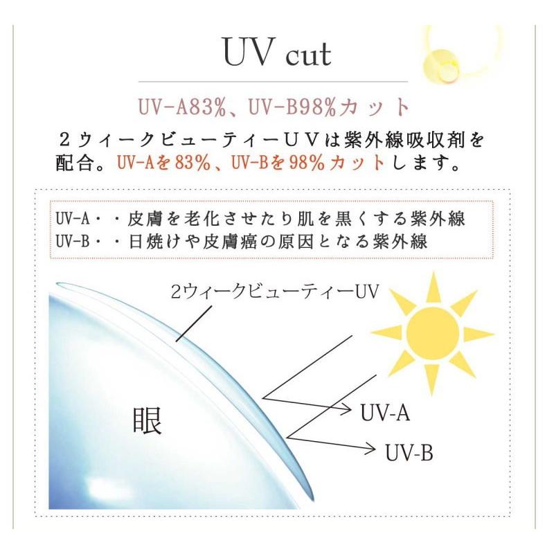 カラコン 2箱セット 2ウィークビューティー UV 2週間交換 度あり 度なし ツーウィーク UV加工 モイスチャー 1箱6枚｜clover-eyes｜06