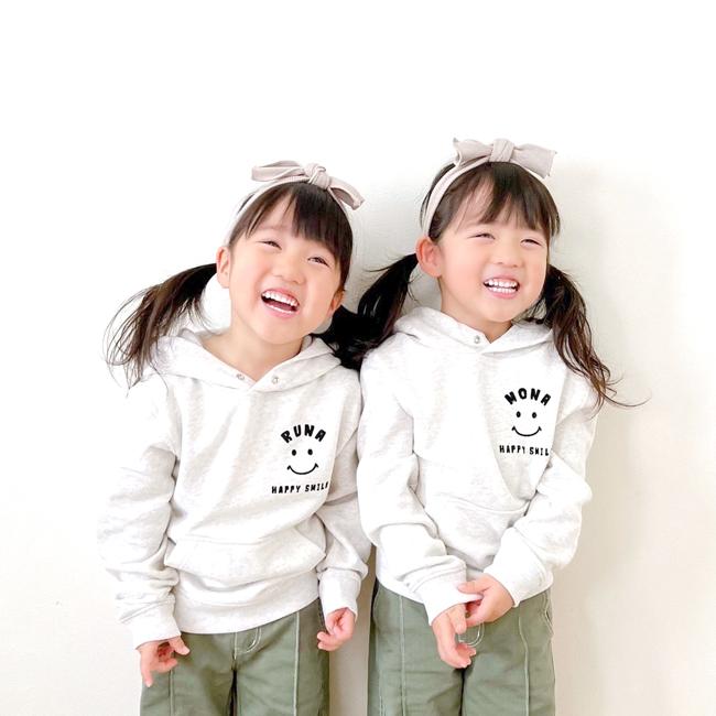 名入れ パーカー 男の子 女の子 スマイル 子供 出産祝い ギフト