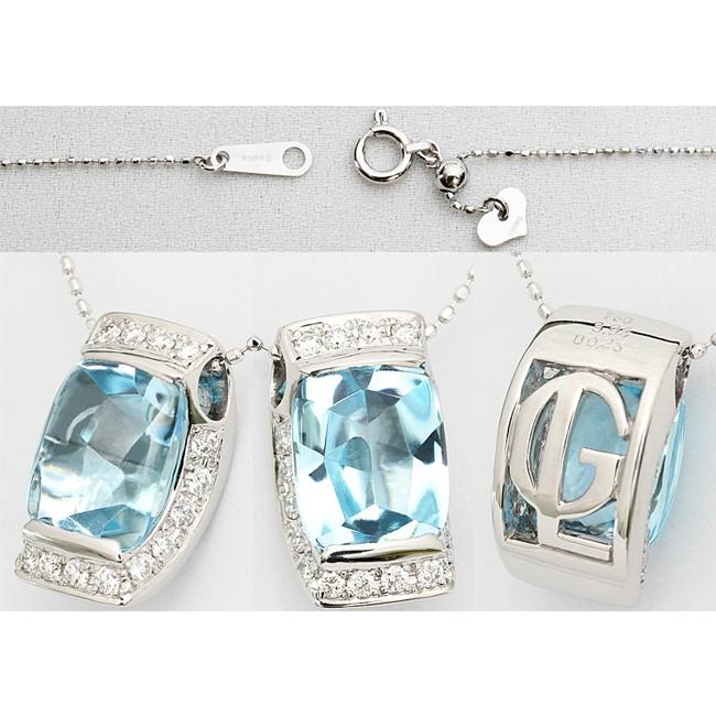 ギラロッシュ ブルートパーズ 3.94ct ダイヤ 0.25ct ペンダント