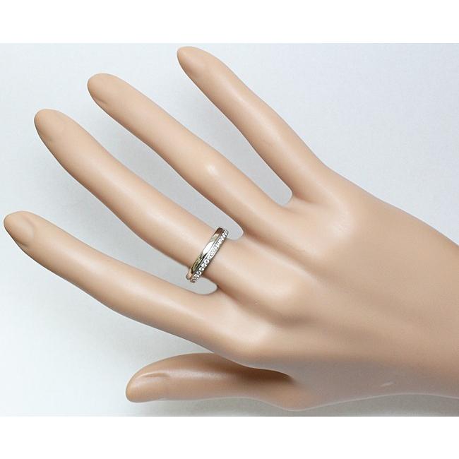 4℃ ダイヤ Pt950 リング 指輪 ハーフエタニティ 2連風 10号  