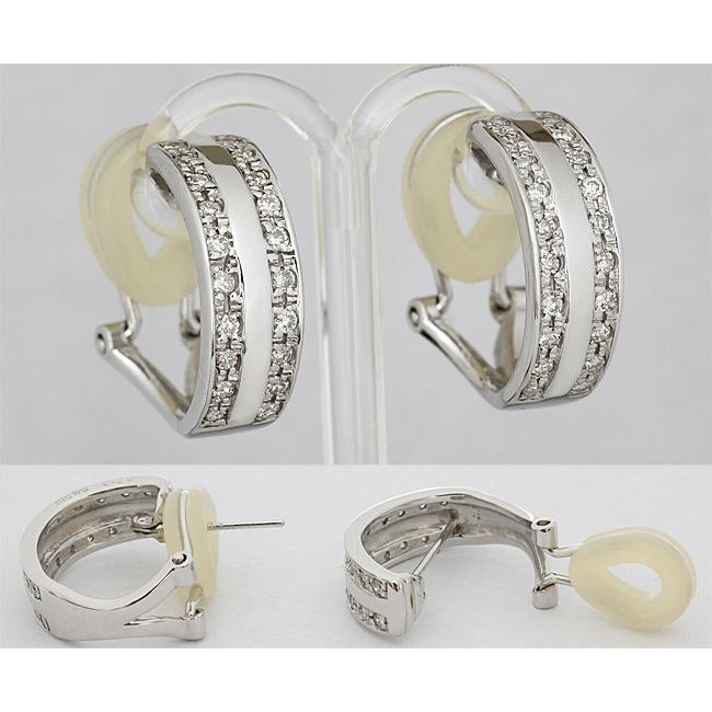 ダイヤ 0.4ct フープ 16mm 16ミリ ピアス K18WG : 200191n04  