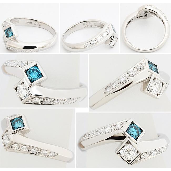 ブルーダイヤ 0.2ct ダイヤ 0.18ct Pt900 リング 指輪 12.5号  