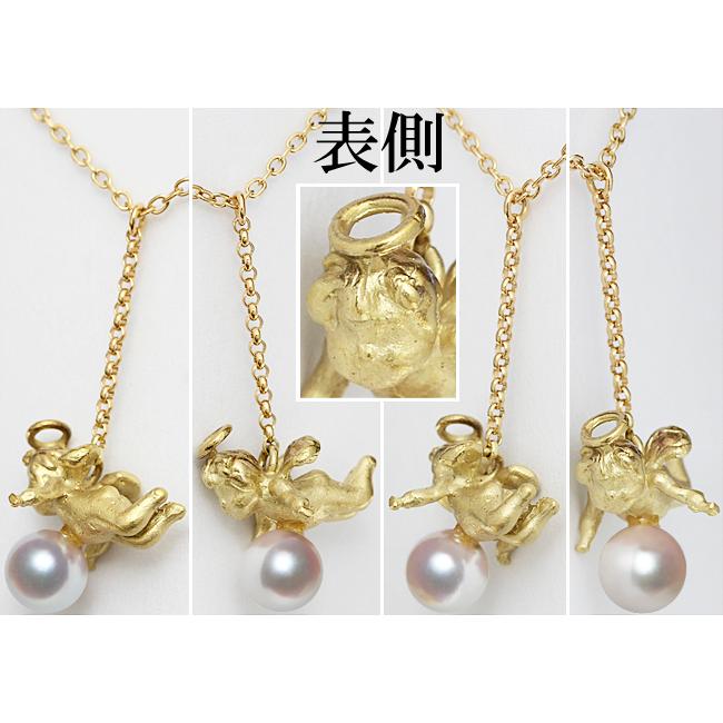 天使 アコヤ真珠 5ミリ K18 Y字 小さめ ペンダント ネックレス 