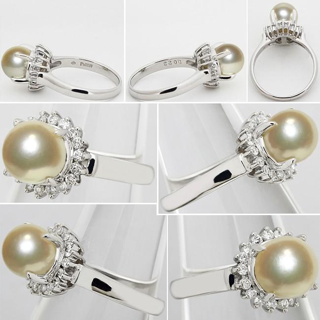 アコヤ真珠 パール 8ミリ 8mm ダイヤ 0.23ct Pt850 リング 指輪 