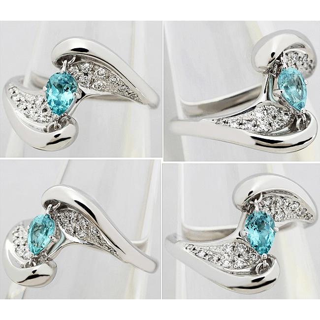 パライバトルマリン 0.34ct ダイヤ 0.18ct リング 指輪 K8WG 14