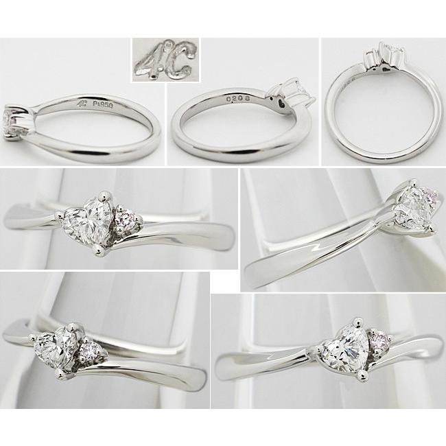 4℃ ハート ダイヤ 0.208ct F VS2 ピンクダイヤ Pt950 リング 指輪 8号 