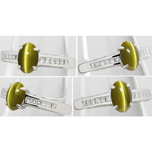 クリソベリル キャッツアイ 1.402ct ダイヤ 0.25ct Pt900 リング 指輪  