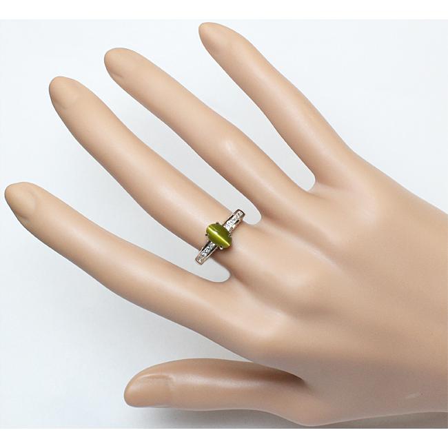 Pt900*クリソベルキャッツアイ*10号*プラチナリング*テーパーダイヤモンド Chrysoberyl Cat's Eye Pt900クリソベリルキャッツアイ