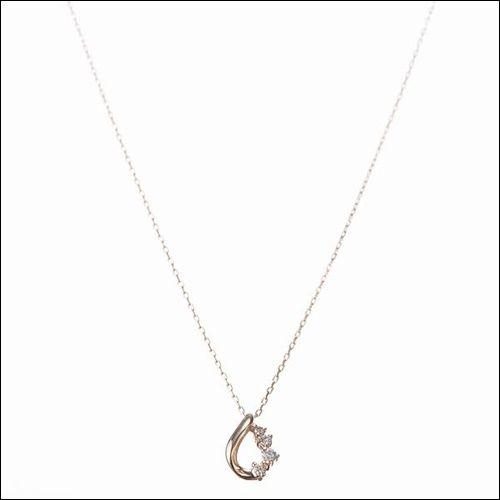 4℃ ダイヤモンドティアドロップネックレス ダイヤ×ピンクゴールド 