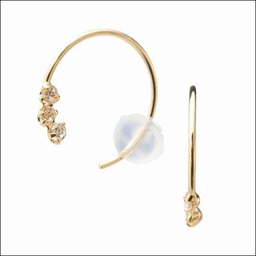 4℃ K10イエローゴールドフープキュービックジルコニアピアス ヨンドシー ラッピング無料