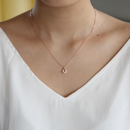 4℃（ヨンドシー） ネックレス レディース 月モチーフ ピンクゴールド 