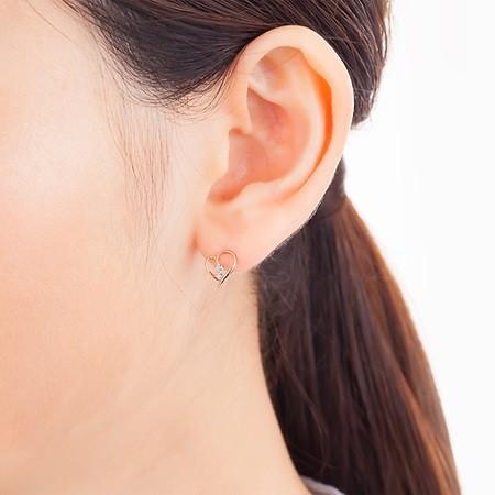 【送料無料】【ラッピング無料】ヨンドシー ピアス ダイヤモンド オープンハート K10ピンクゴールド 4℃の画像