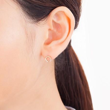 【送料無料】【ラッピング無料】ヨンドシー ピアス ダイヤモンド サークルモチーフ K10ピンクゴールド 4℃の画像