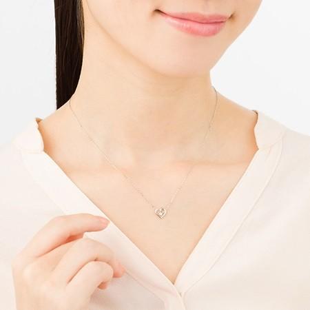 【送料無料】【ラッピング無料】ヨンドシー ネックレス ダイヤモンド オープンハート K18ホワイトゴールド 4℃の画像