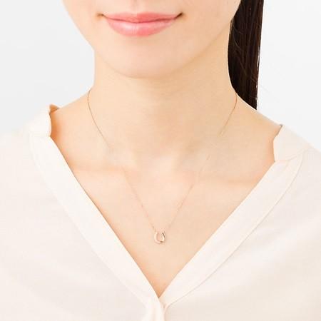 【送料無料】【ラッピング無料】ヨンドシー ネックレス ダイヤモンド 馬蹄モチーフ K10ピンクゴールド 4℃の画像