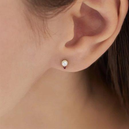 カナルヨンドシー Canal 4℃ カナル4℃ ピアス 片耳用 K10イエローゴールド 淡水パール ルビー レディース