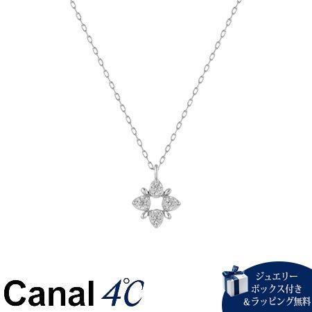 カナルヨンドシー Canal 4℃ カナル4℃ ネックレス K10 ホワイトゴールド フラワー キュービックジルコニア レディース
