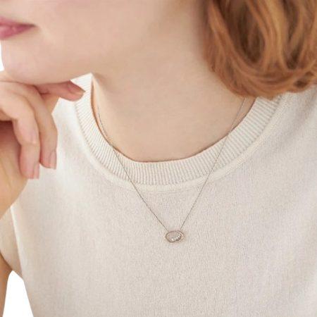 カナルヨンドシー Canal 4℃ カナル4℃ ネックレス ピンク シルバー オーバル Sheer Rose シンセティックモアサナイト レディースの画像