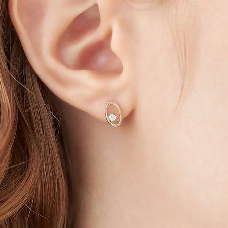 カナルヨンドシー Canal 4℃ カナル4℃ ピアス ピンクシルバー オーバル Sheer Rose シンセティックモアサナイト レディースの画像