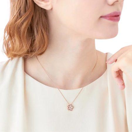 カナルヨンドシー Canal 4℃ カナル4℃ ネックレス シルバー 桜 フラワー SAKURA Collection キュービックジルコニア レディースの画像