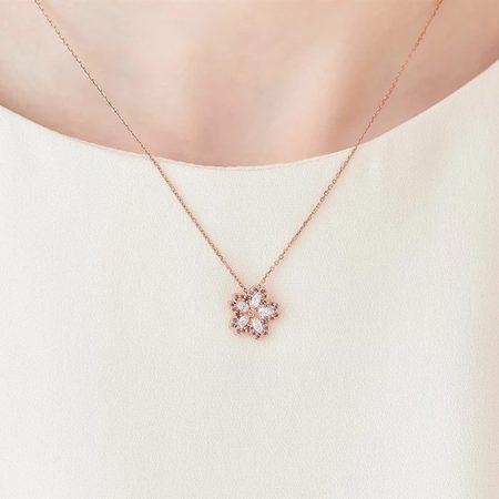 カナルヨンドシー Canal 4℃ カナル4℃ ネックレス シルバー 桜 フラワー SAKURA Collection キュービックジルコニア レディースの画像