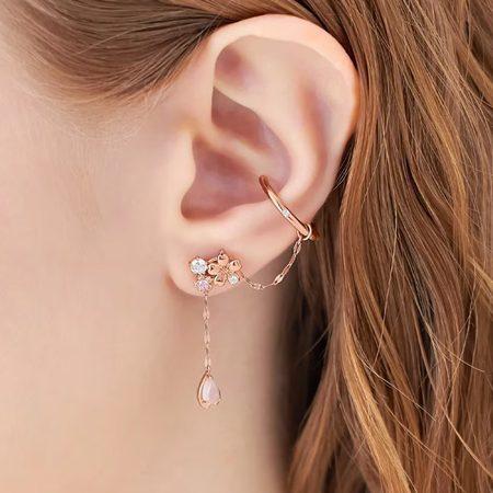 カナルヨンドシー Canal 4℃ カナル4℃ ピアスイヤーカフセット シルバー 桜 SAKURA Collection キュービックジルコニア レディースの画像