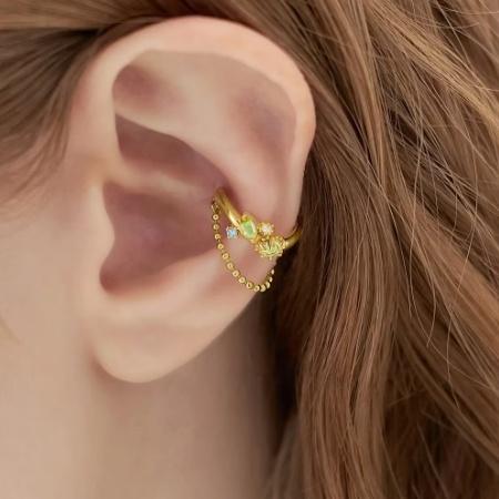 カナルヨンドシー Canal 4℃ カナル4℃ イヤーカフ シルバー MIMOSA Collection ミモザ フラワー クォーツ/ペリドット レディースの画像