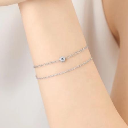 カナルヨンドシー Canal 4℃ カナル4℃ ブレスレット シルバー 2連 一粒 キュービックジルコニア  レディースの画像