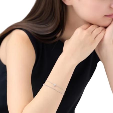 カナルヨンドシー Canal 4℃ カナル4℃ ブレスレット シルバー しずく 2連 キュービックジルコニア レディースの画像