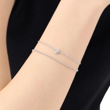カナルヨンドシー Canal 4℃ カナル4℃ ブレスレット シルバー しずく 2連 キュービックジルコニア レディースの画像