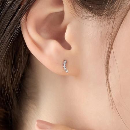 カナルヨンドシー Canal 4℃ カナル4℃ ピアス シルバー EARFLOW シンプル キュービックジルコニア レディースの画像